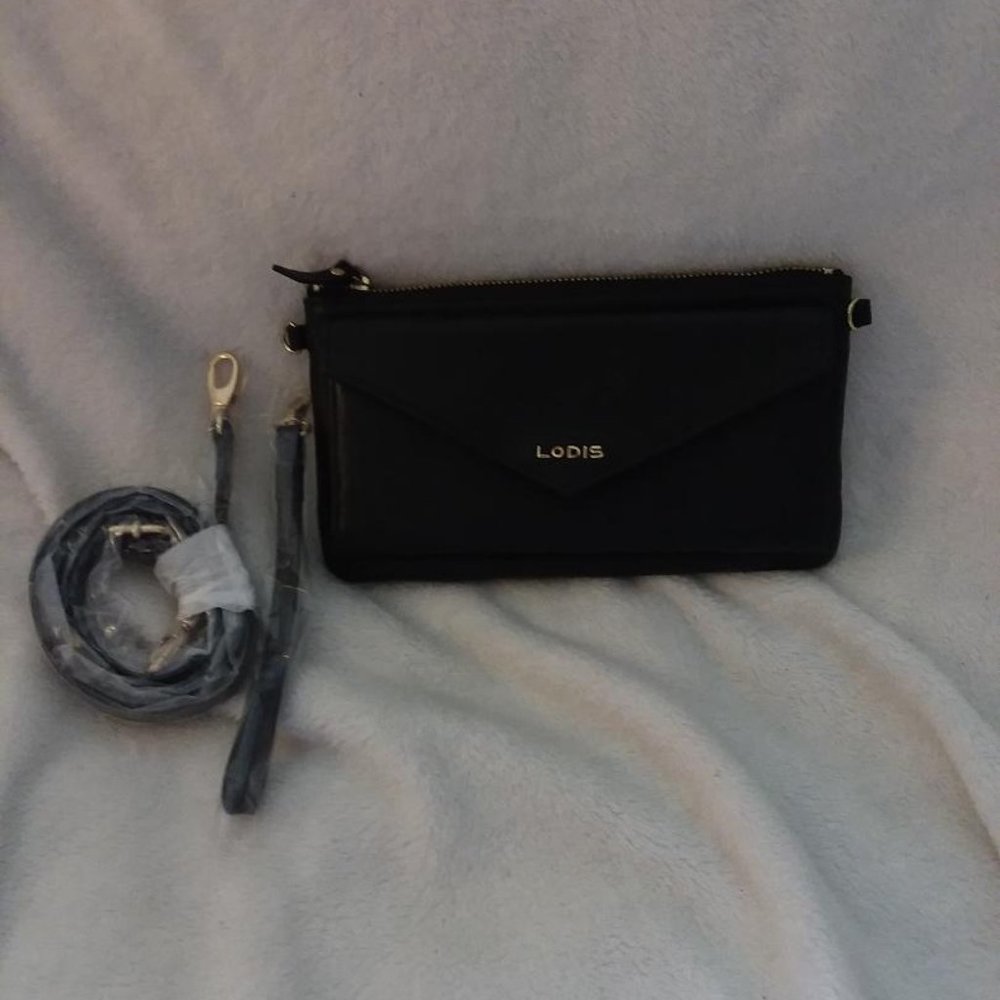 Black leather Lodis wallet/crossbody